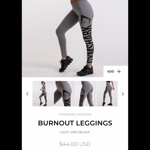 Gymshark Burnout Leggings (Light Grey/Black) - Picture 2 of 7